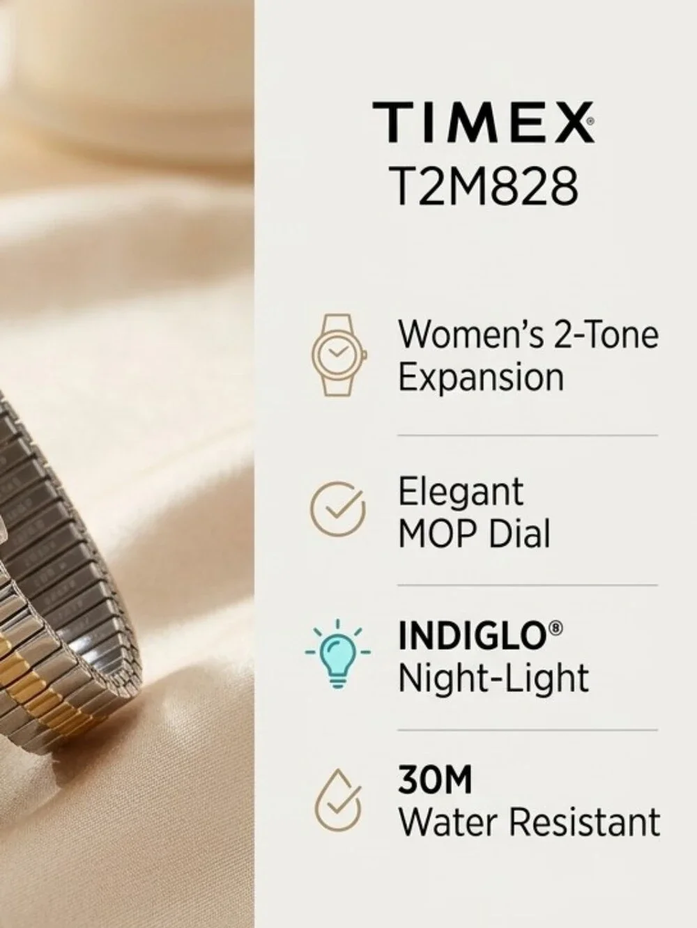 Timex Women's Two-Tone Expansion Band Watch in Gold & Silver T2M828